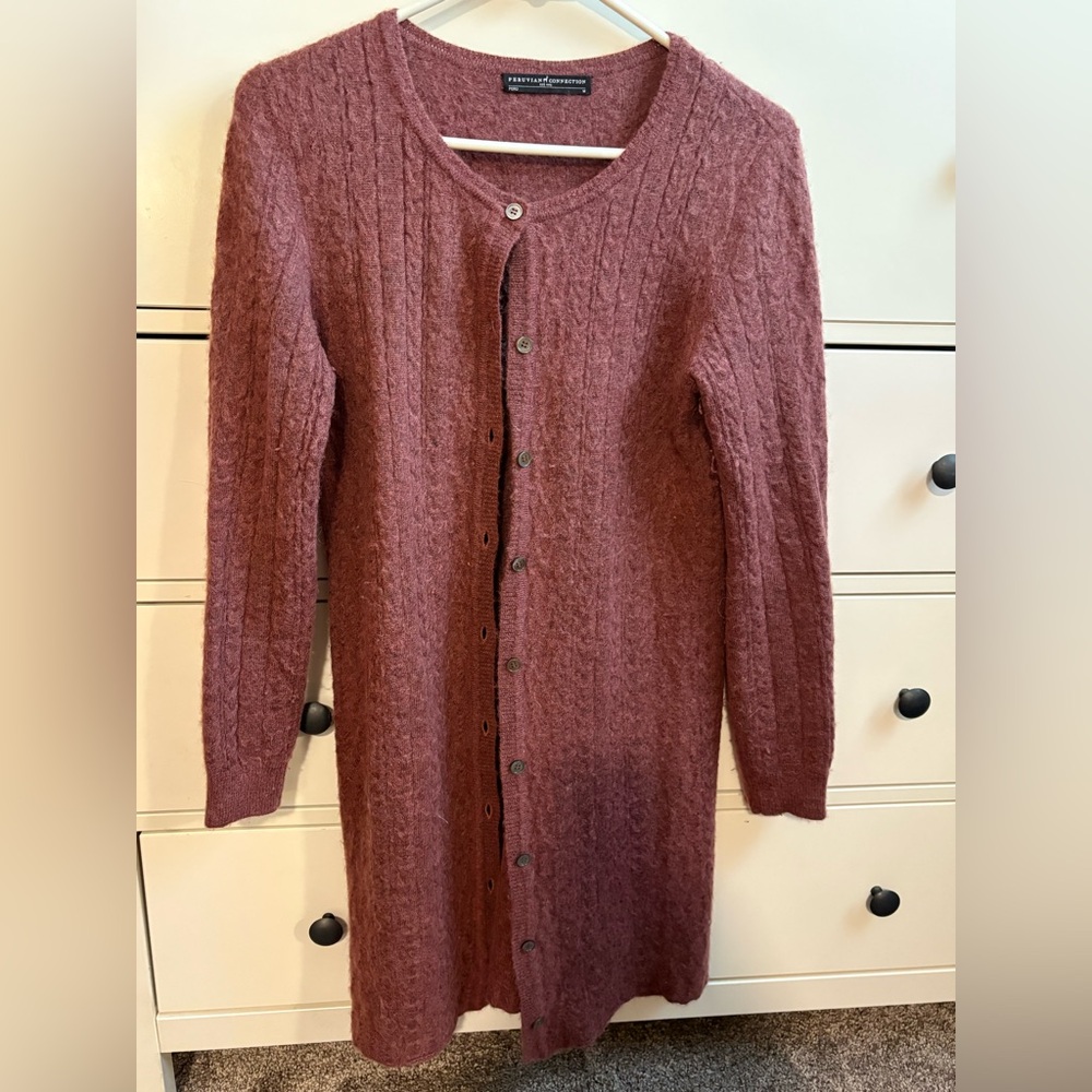 Peruvian Connection Dusty Rose Knit Cardigan